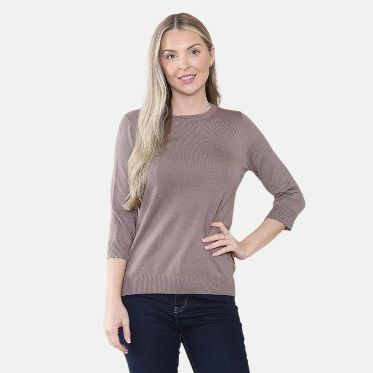 Crew Neck Knit Jumper (Size - 20 to 22) - Mocha