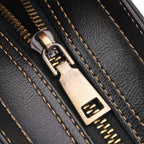 Crocodile Embossed Genuine Leather Crossbody Bag With Adjustable Shoulder Strap - Black