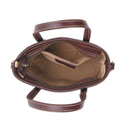 Crocodile Embossed Genuine Leather Crossbody Bag With Adjustable Shoulder Strap - Coffee
