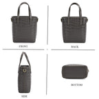 Crocodile Embossed Genuine Leather Crossbody Bag With Adjustable Shoulder Strap - Grey