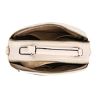 Structured Crossbody Bag with Patterned Strap - Beige