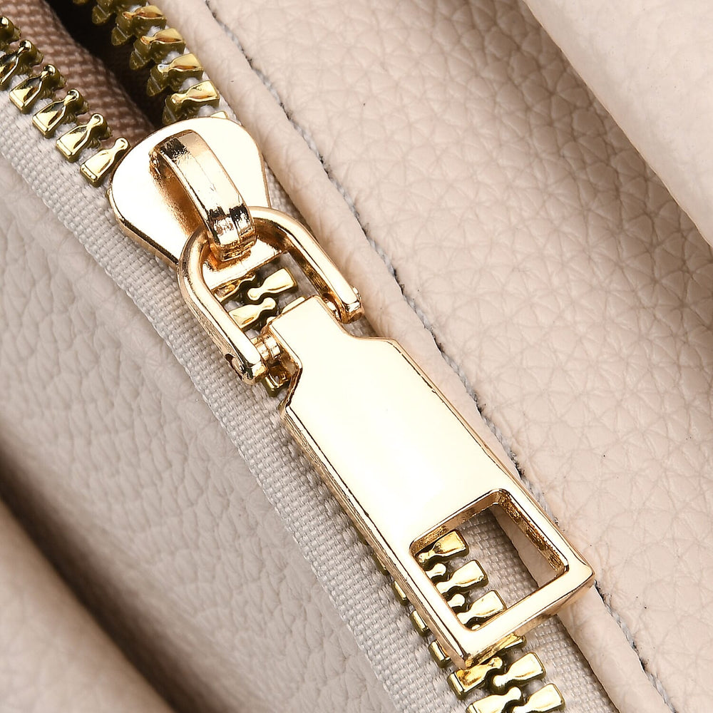 Structured Crossbody Bag with Patterned Strap - Beige