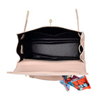 Elegant Crossbody Bag with Scarf & Adjustable Strap - Beige