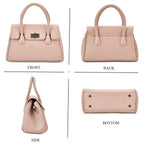 Croc Embossed Crossbody Bag with Lock & Top Handle - Beige