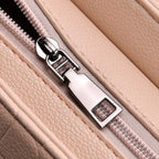 Croc Embossed Crossbody Bag with Lock & Top Handle - Beige