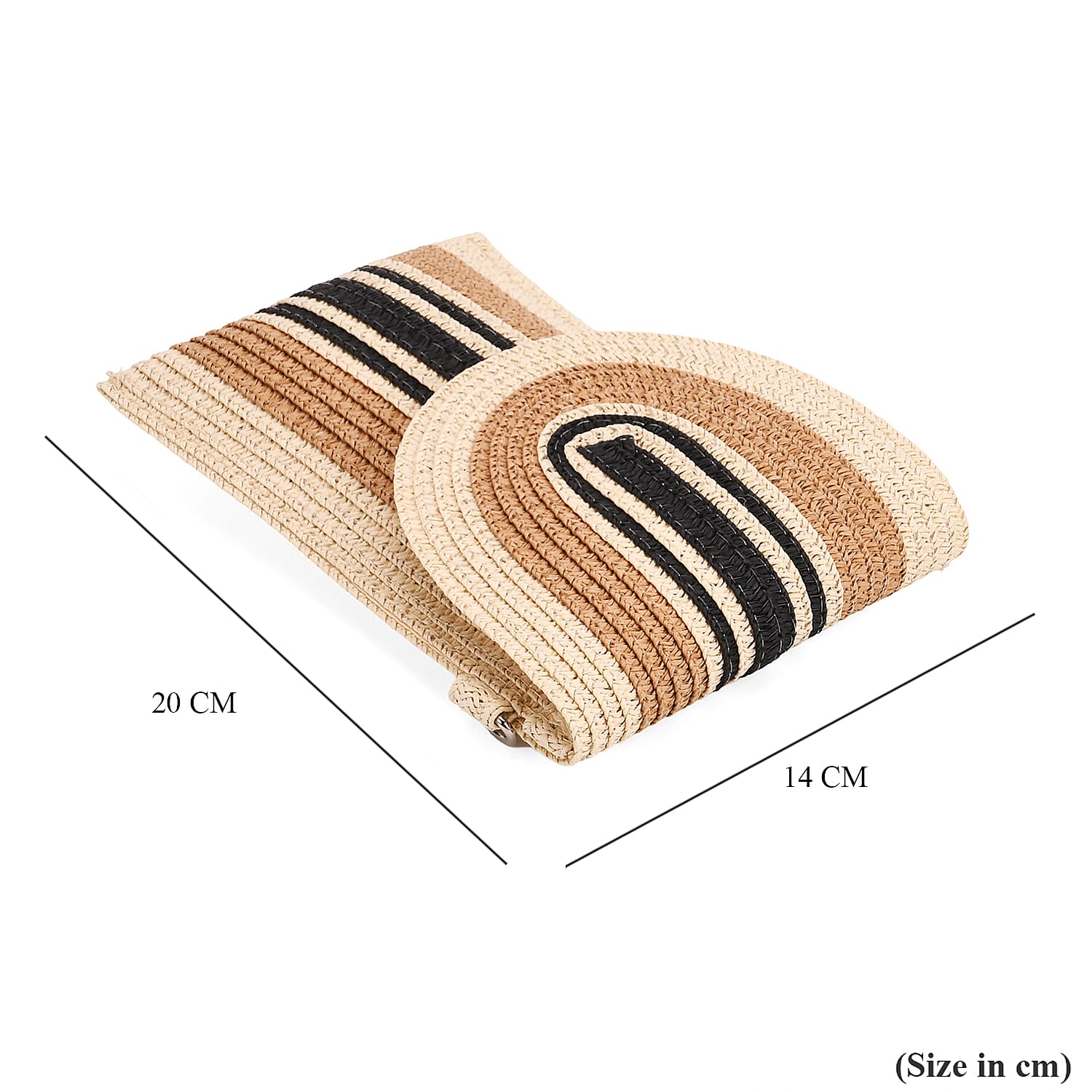 Bohemian Style Casual Summer Straw Crossbody Phone Bag with Striped Pattern - Beige & Khaki
