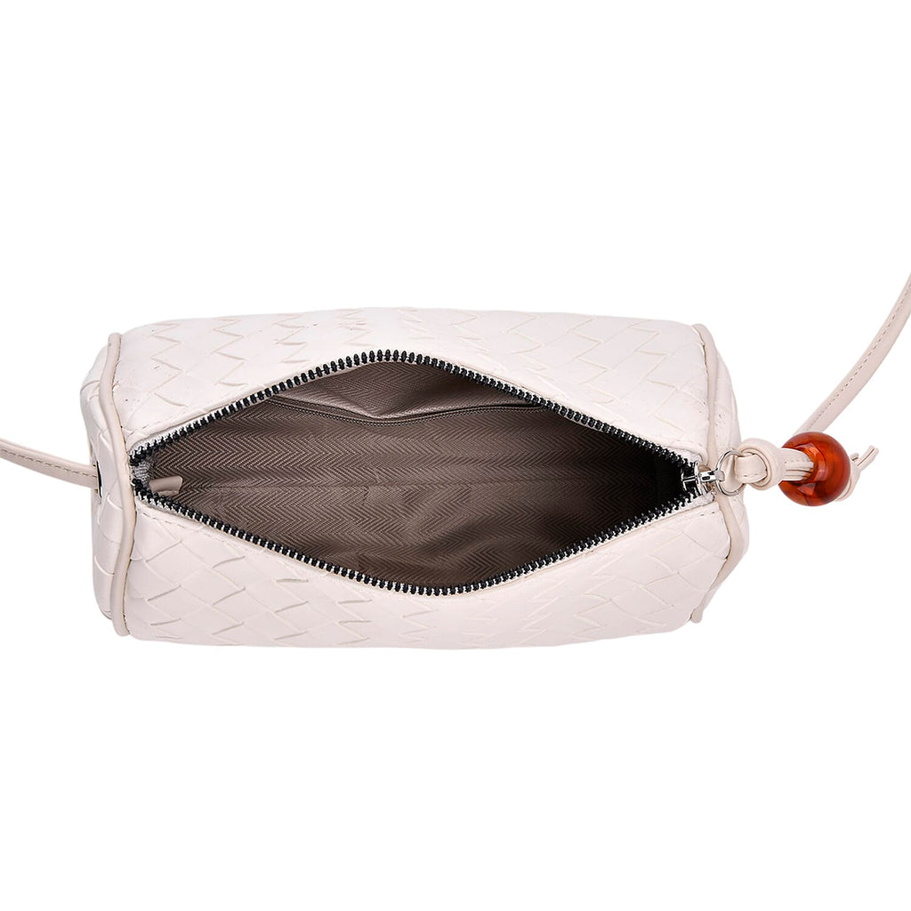 Set of 2 Womens Quilted Mini Handbag - Light Cream - Silver