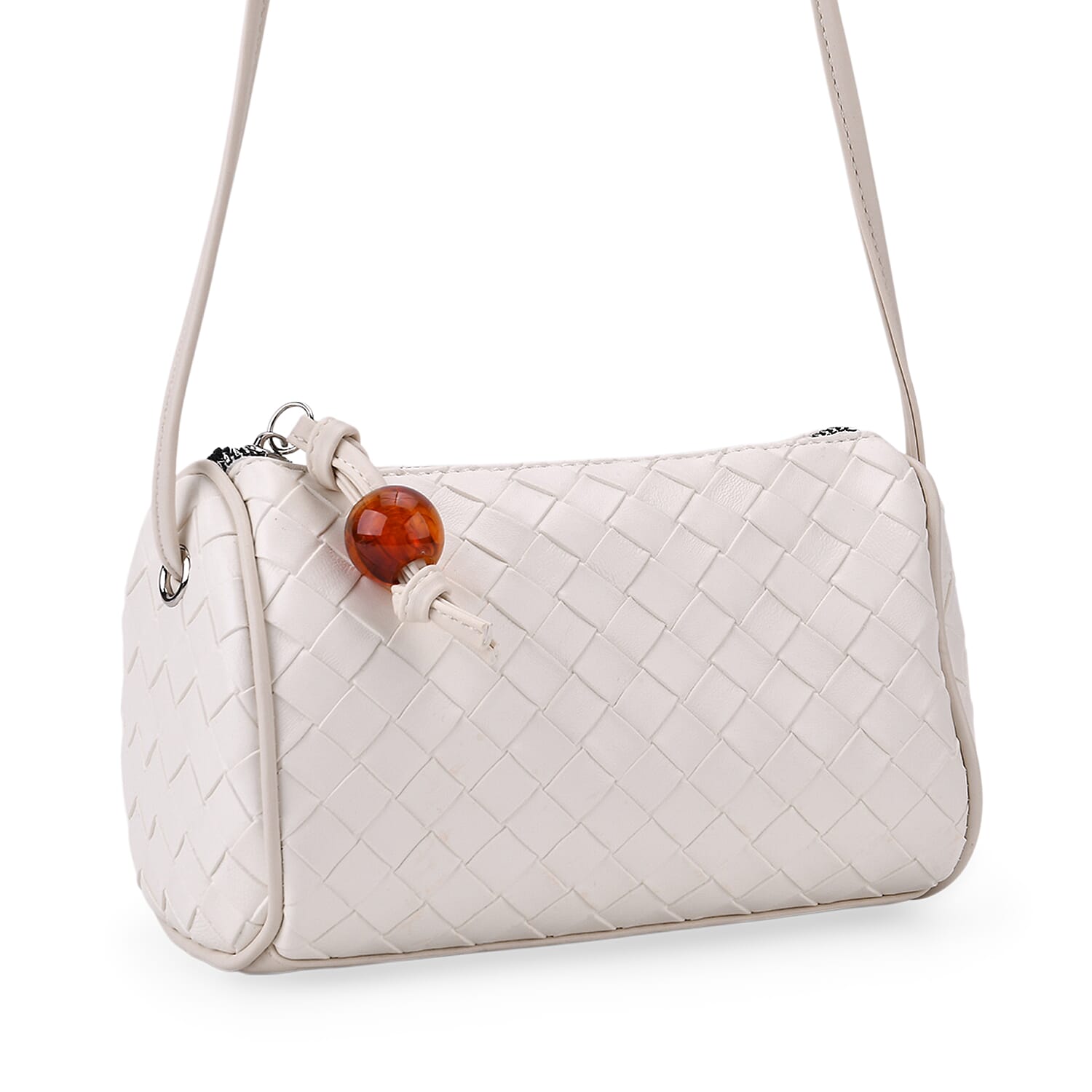 Set of 2 Womens Quilted Mini Handbag - Light Cream - Silver