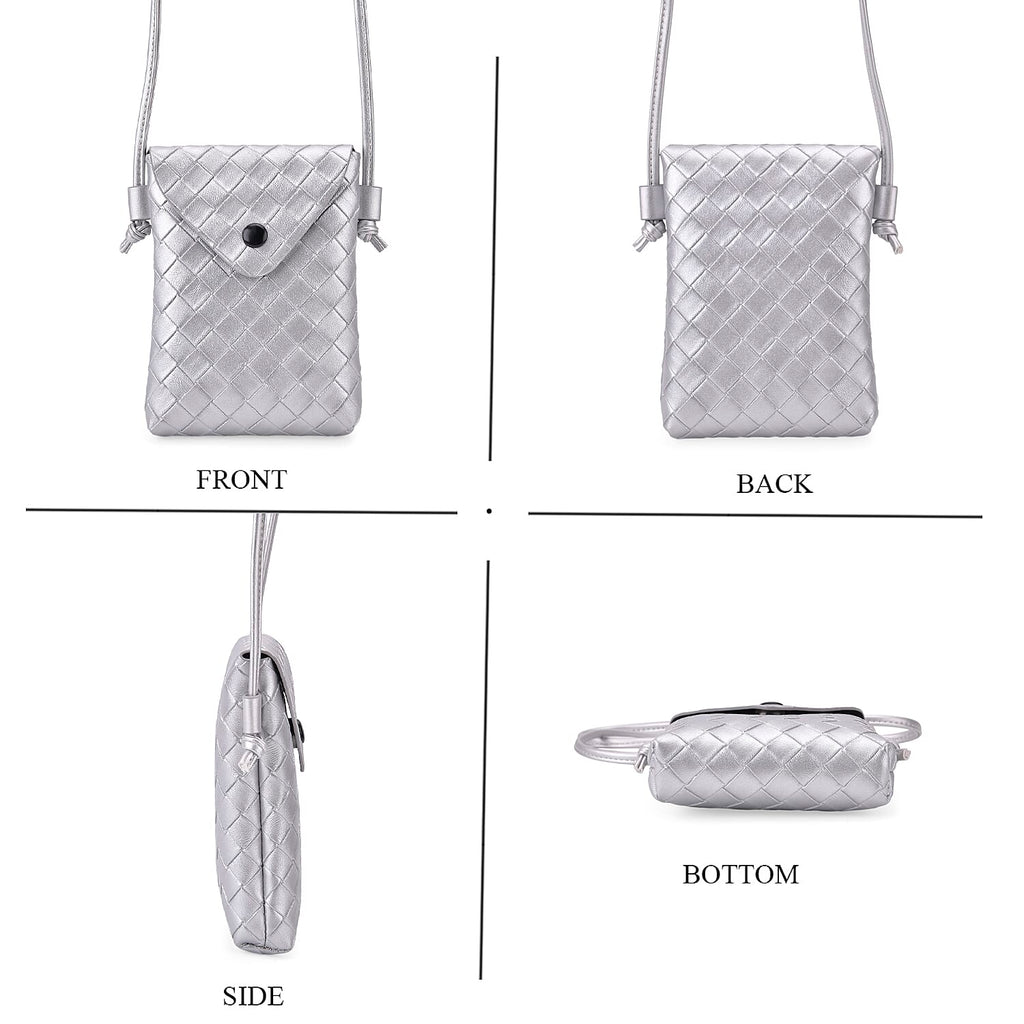 Set of 2 Womens Quilted Mini Handbag - Light Cream - Silver