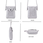 Set of 2 Womens Quilted Mini Handbag - Light Cream - Silver