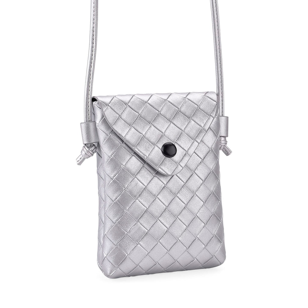 Set of 2 Womens Quilted Mini Handbag - Light Cream - Silver