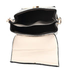 Embroidered Crossbody Bag with Long Adjustable Strap - Light Grey & Cream
