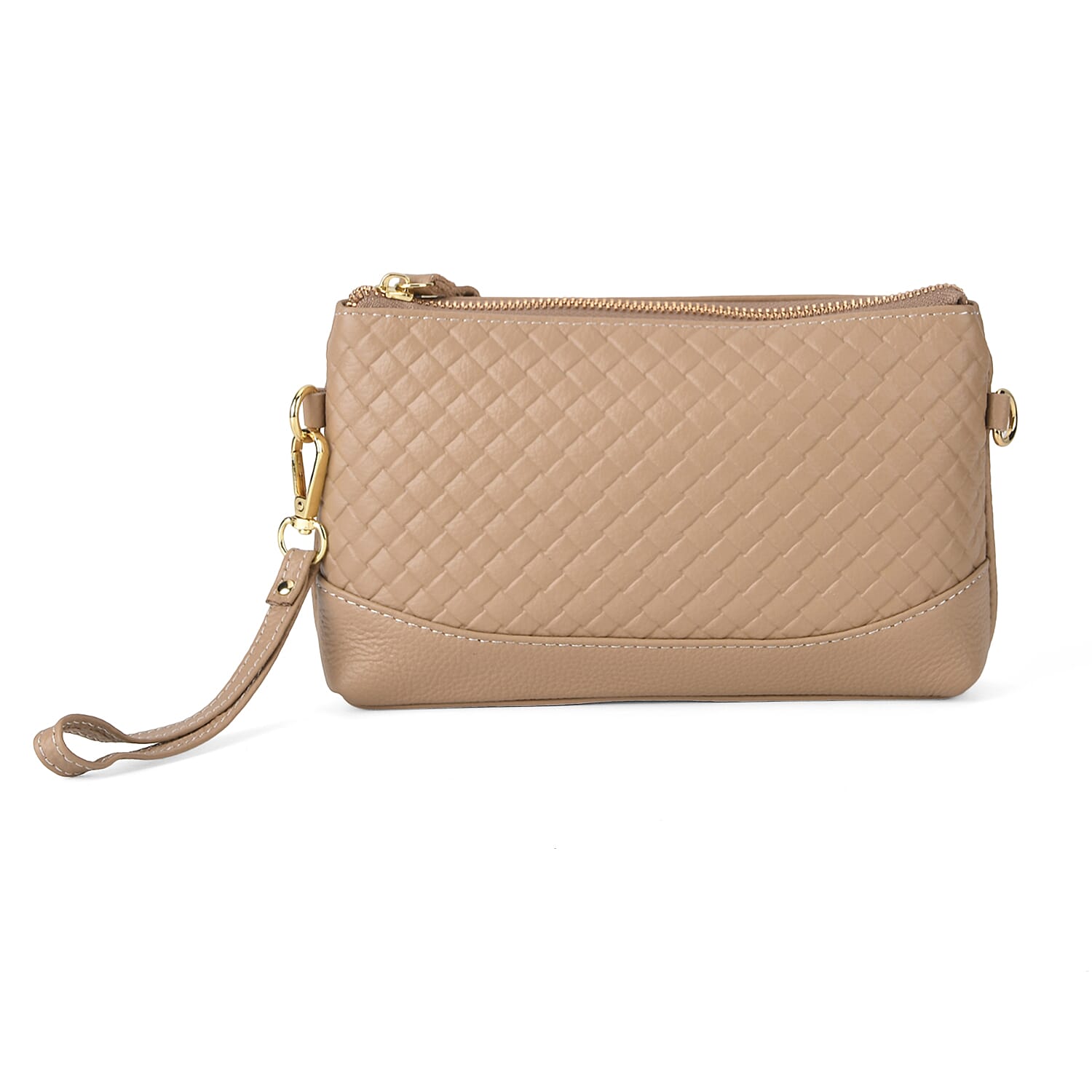Genuine Leather Quilted Designer Slim Handbag - Beige