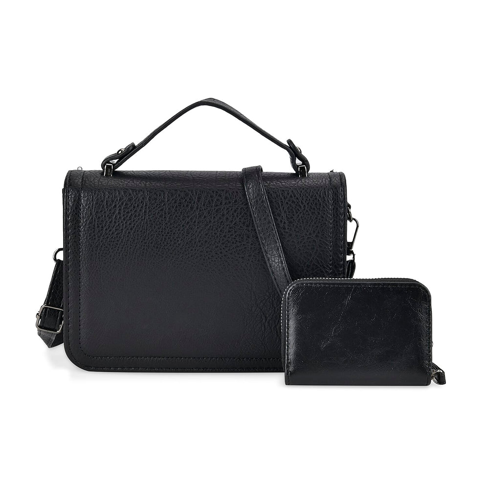Set of 2- Sling Crossbody Bag with Card Holder - Black