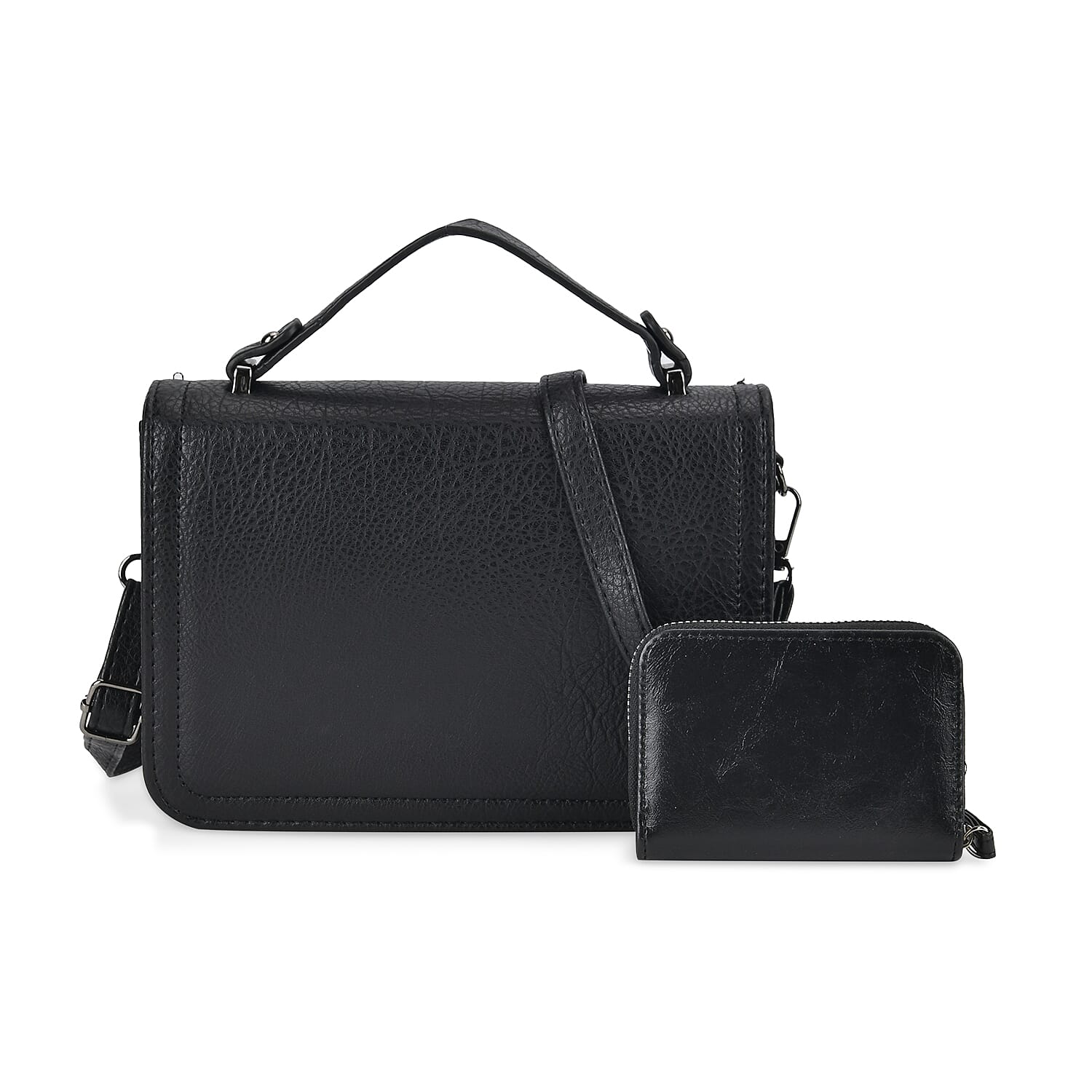 Set of 2- Sling Crossbody Bag with Card Holder - Black