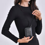 Set of 2- Sling Crossbody Bag with Card Holder - Black