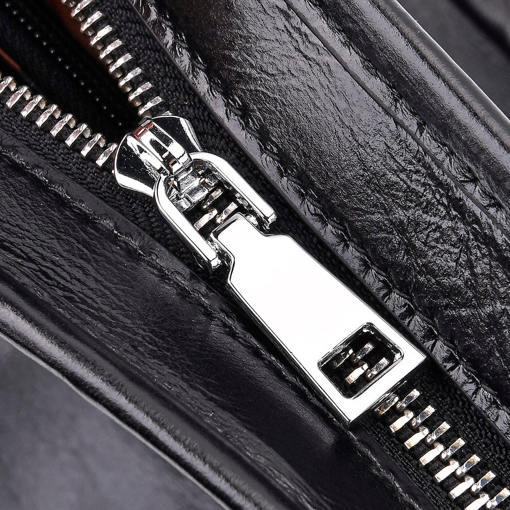 Closeout Deal Genuine Leather Tote Bag with Detachable Shoulder Strap - Black