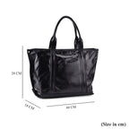Closeout Deal Genuine Leather Tote Bag with Detachable Shoulder Strap - Black
