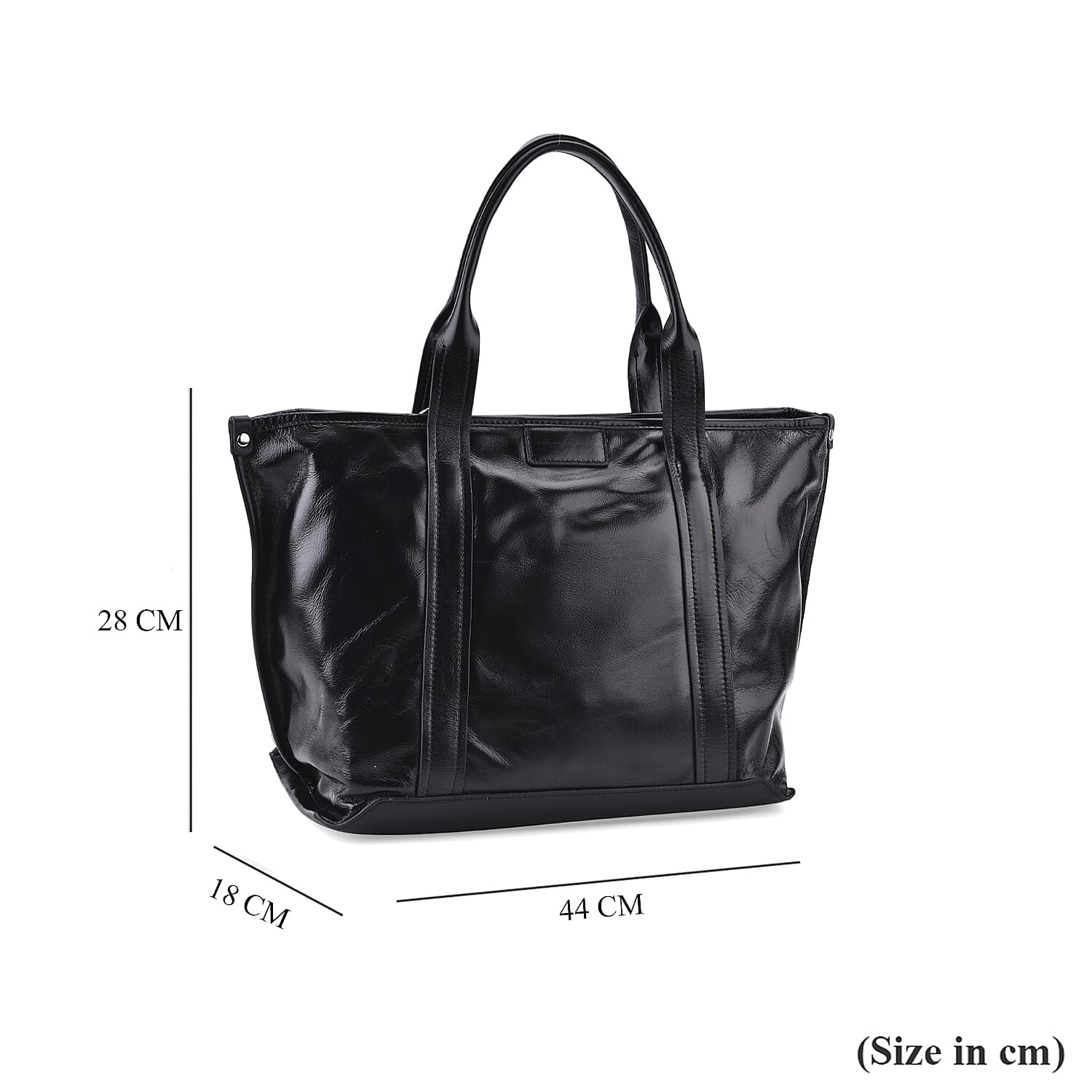 Closeout Deal Genuine Leather Tote Bag with Detachable Shoulder Strap - Black