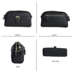 Genuine Leather Classic Crossbody Bag - Black