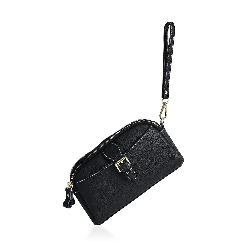 Genuine Leather Classic Crossbody Bag - Black