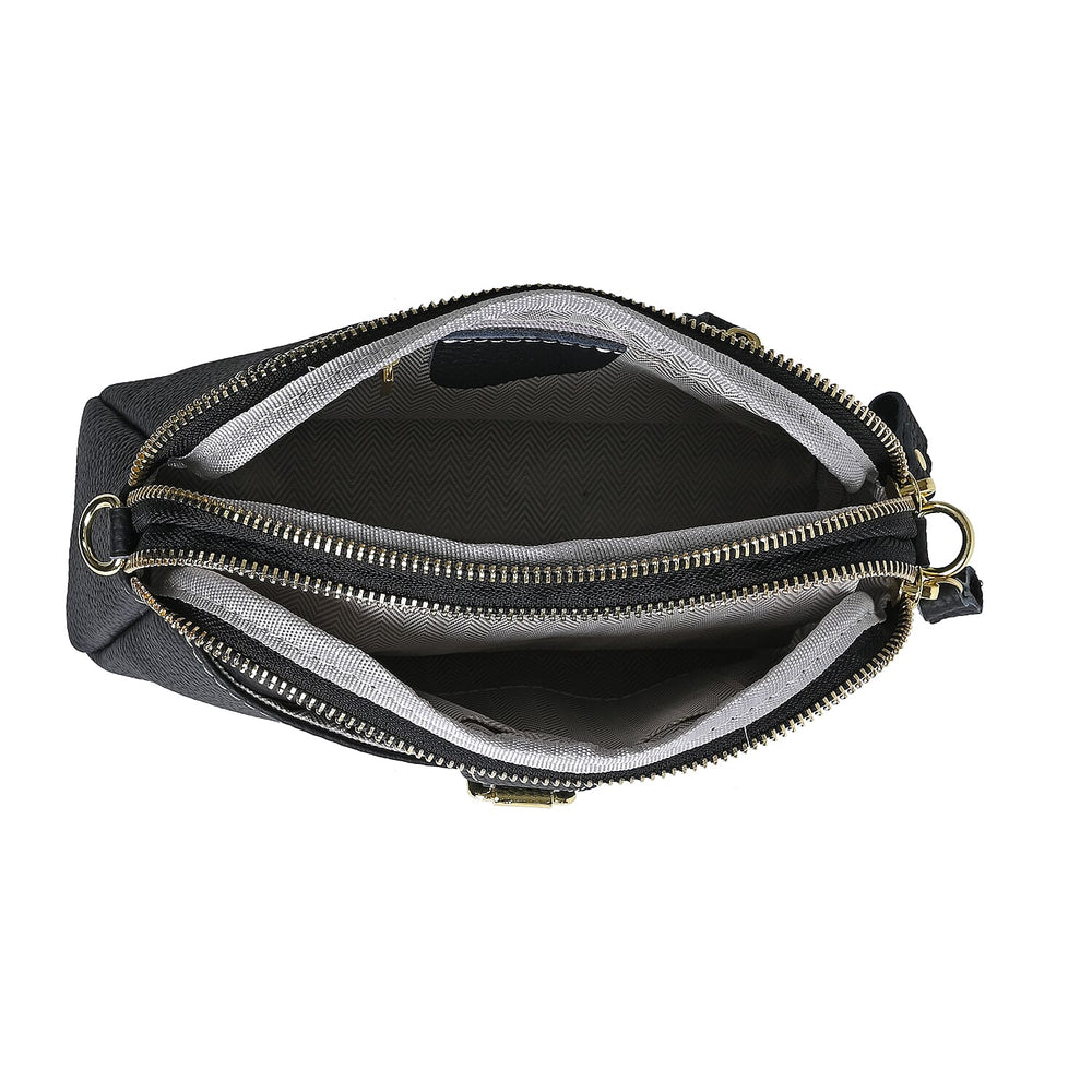 Genuine Leather Classic Crossbody Bag - Black