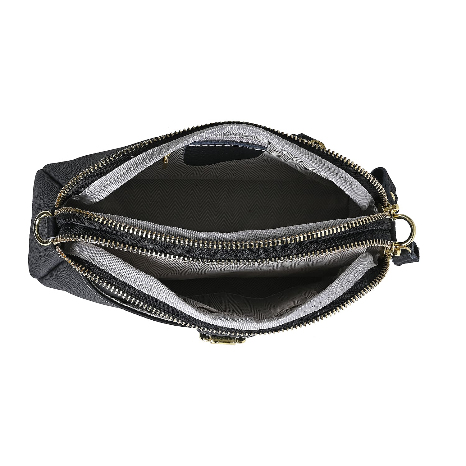 Genuine Leather Classic Crossbody Bag - Black