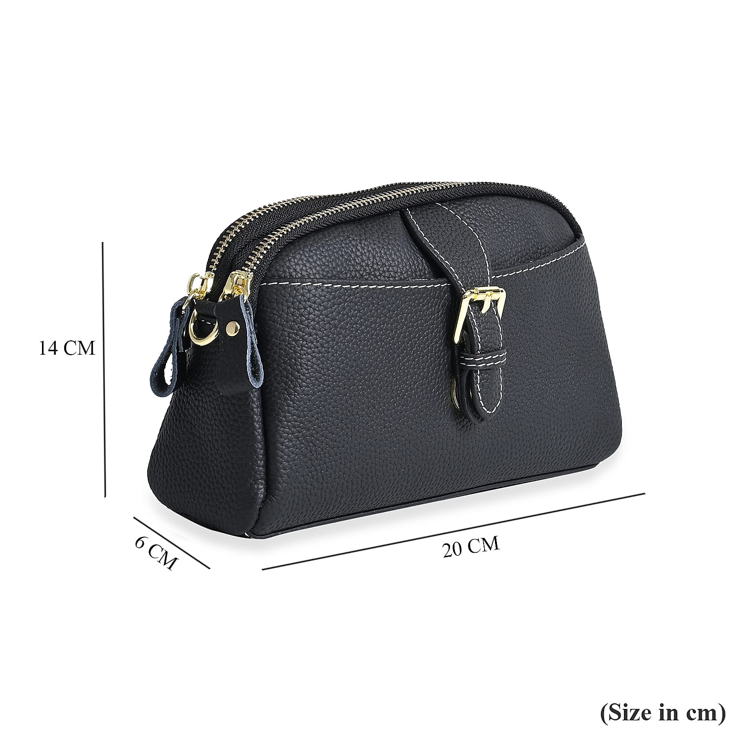 Genuine Leather Classic Crossbody Bag - Black