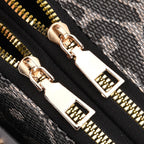 Designer Inspired - Leopard Pattern Crossbody Bag - Black