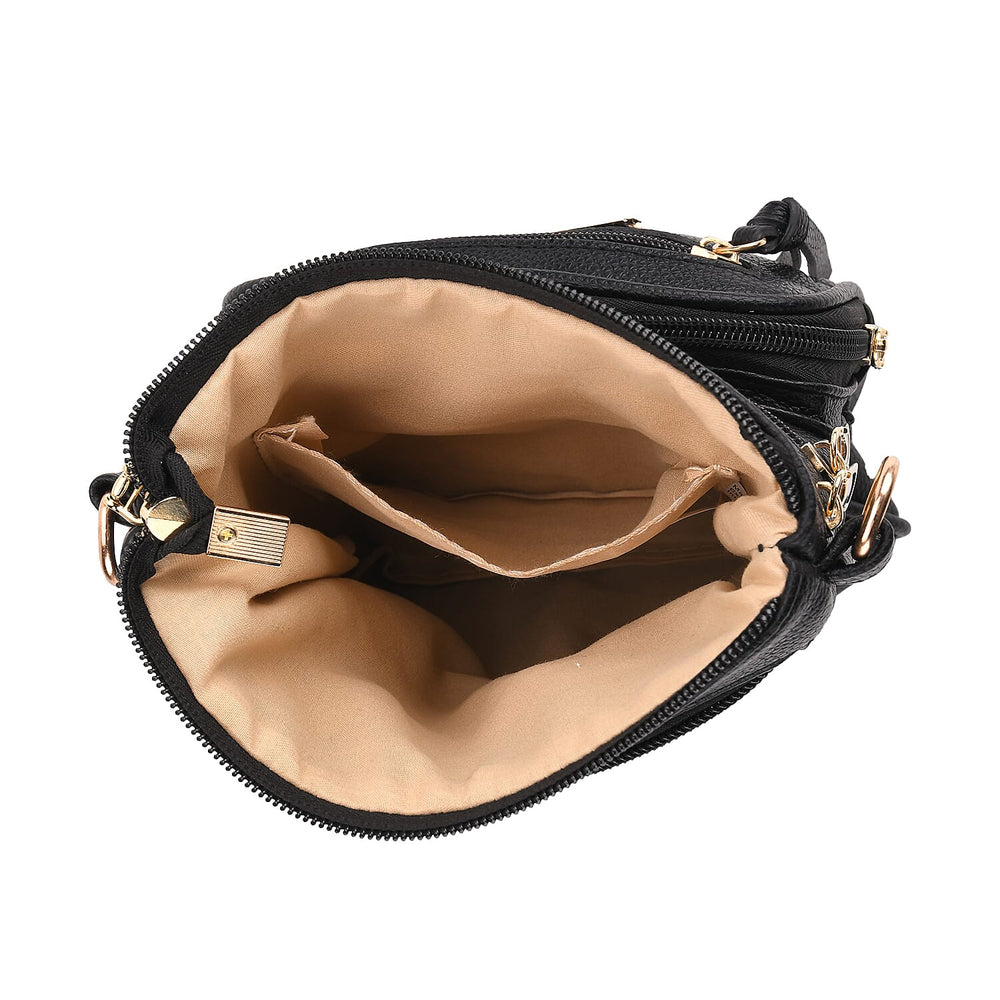 THE PRIME EVENT LAUNCH - Designer Inspired High quality Quilted Crossbody Bag with Geometric Pattern Strap MULTI POCKETS - Black