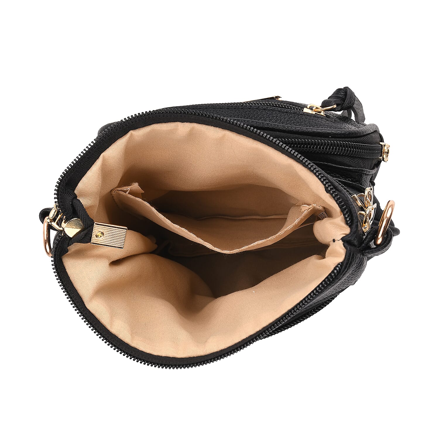 THE PRIME EVENT LAUNCH - Designer Inspired High quality Quilted Crossbody Bag with Geometric Pattern Strap MULTI POCKETS - Black