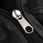 Genuine Leather Slouchy Shoulder Bag with Side Drawstring Pockets - Black