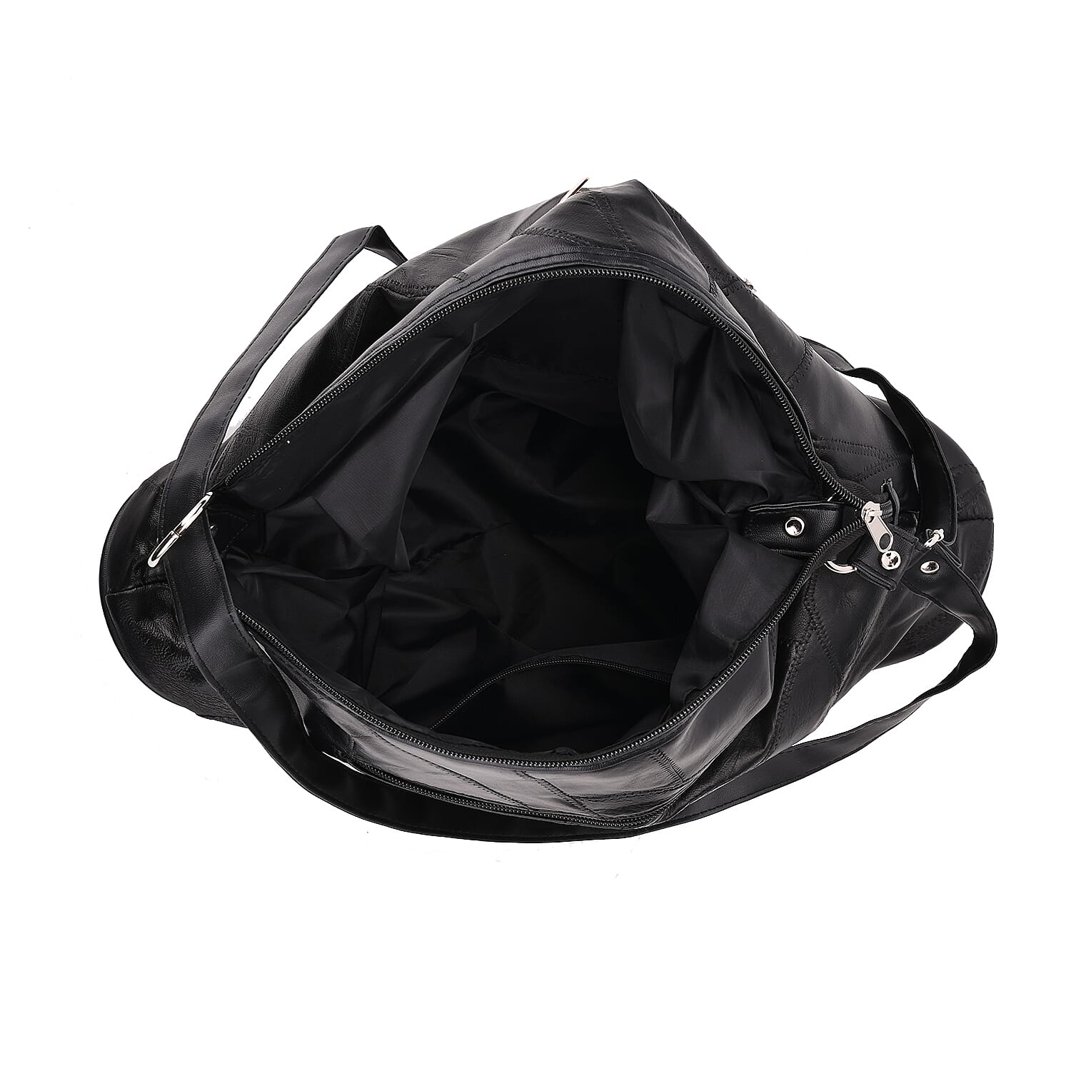 Styled By 100% Genuine Leather Large Crossbody Bag - Black