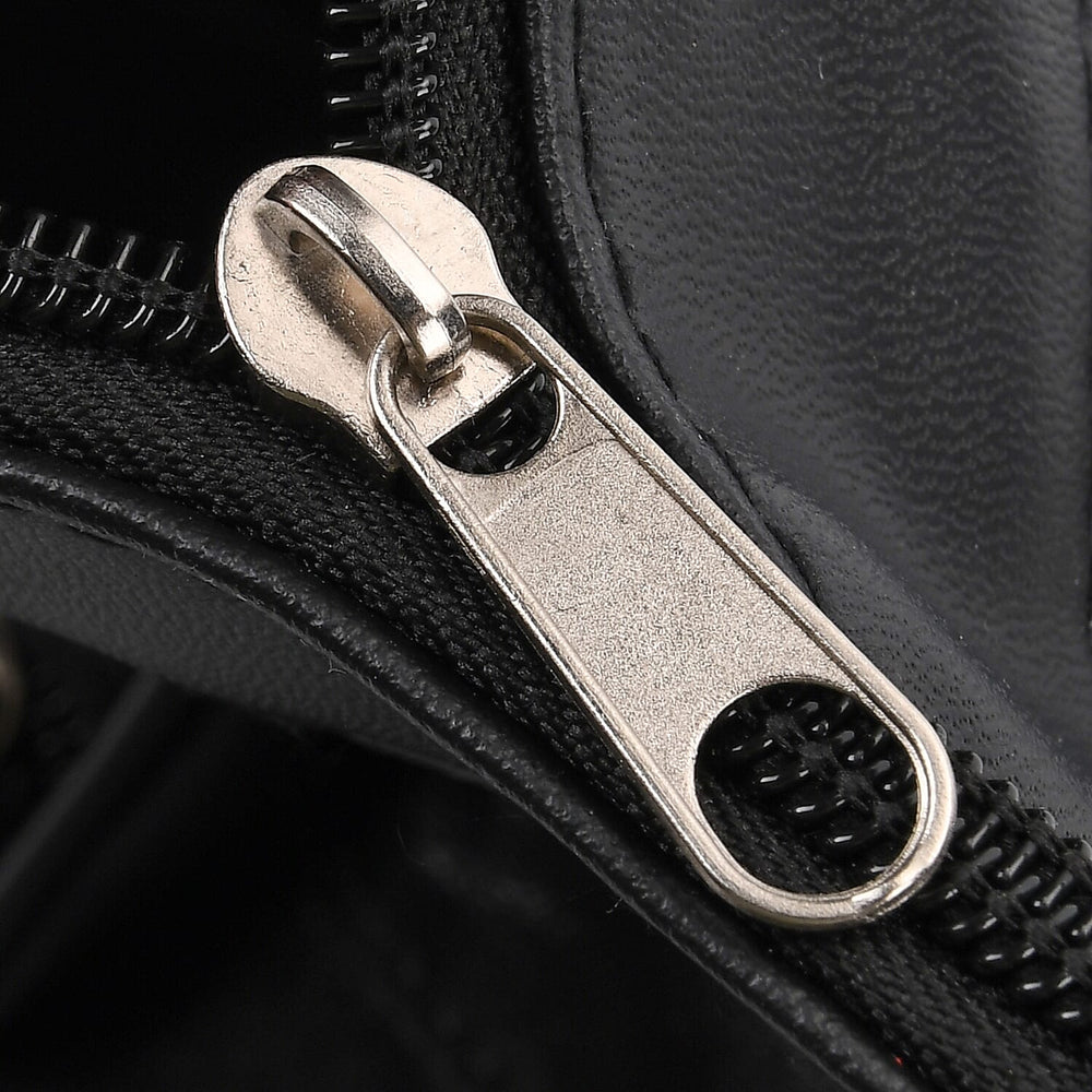 Genuine Leather Multi-Pocket Handbag - Everyday Lifestyle Bag - Black