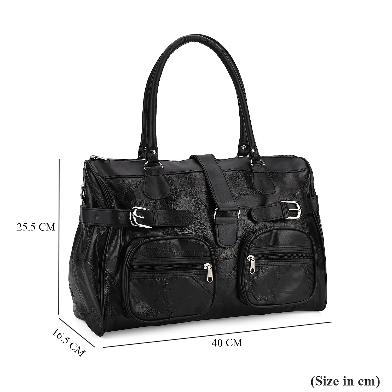 Genuine Leather Multi-Pocket Handbag - Everyday Lifestyle Bag - Black