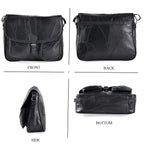 100% Leather Crossbody Bag with Adjustable Shoulder Strap - Black