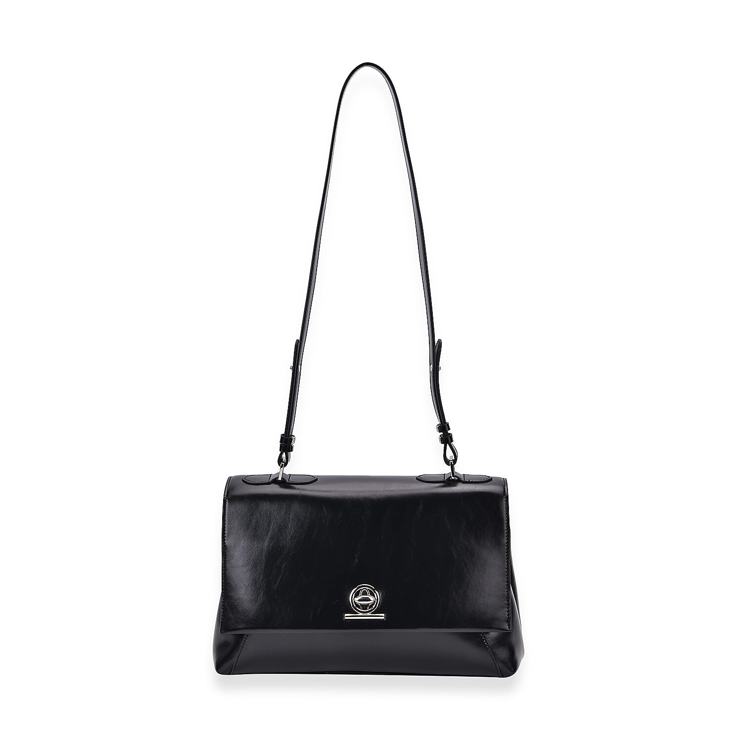 Stylish Genuine Leather Shoulder Bag - Black
