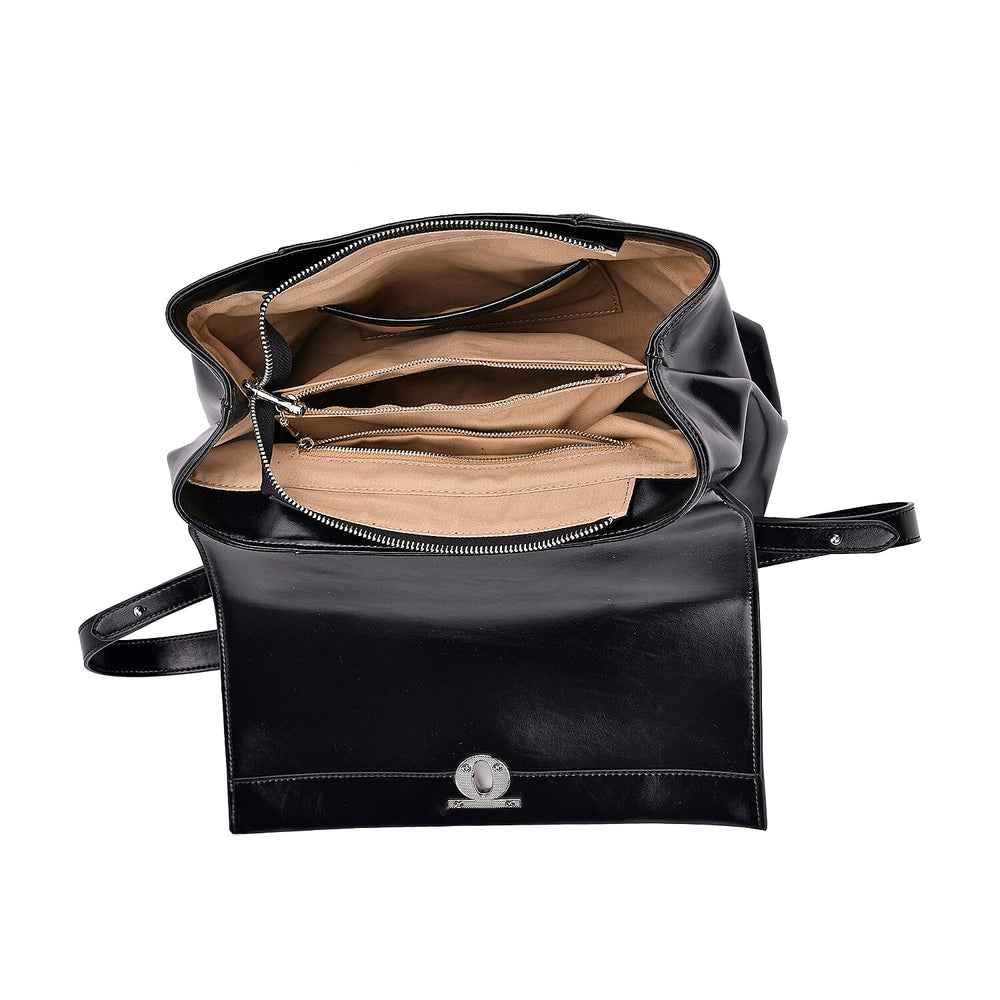 Stylish Genuine Leather Shoulder Bag - Black