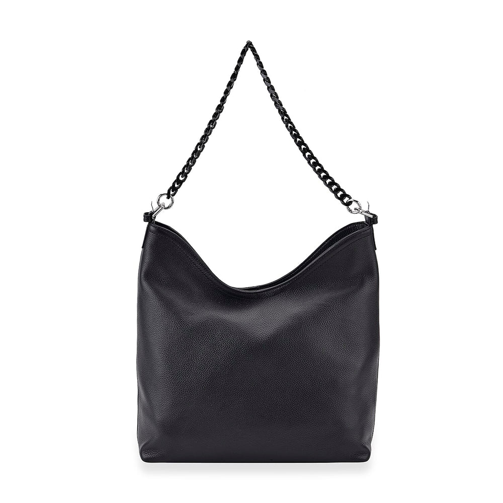 Hongkong Closeout Deal - 100% Genuine Leather Litchi Embossed Crossbody Bag - Black