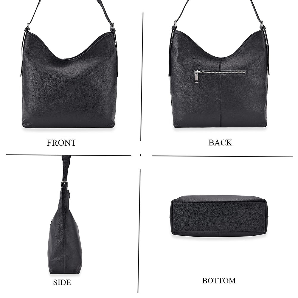 Hongkong Closeout Deal - 100% Genuine Leather Litchi Embossed Crossbody Bag - Black
