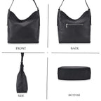 Hongkong Closeout Deal - 100% Genuine Leather Litchi Embossed Crossbody Bag - Black