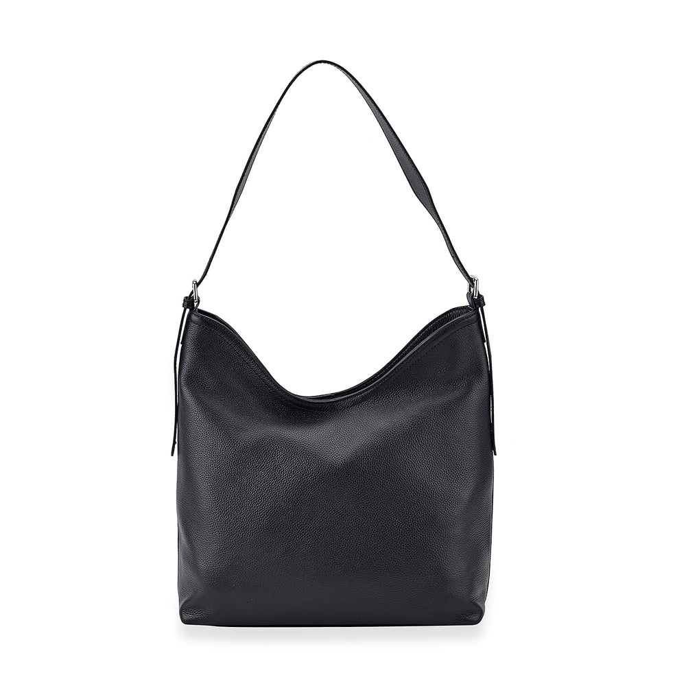 Hongkong Closeout Deal - 100% Genuine Leather Litchi Embossed Crossbody Bag - Black