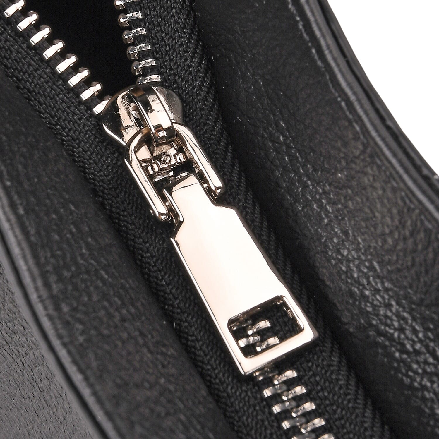 Genuine Leather Slouchy Shoulder Bag - Black