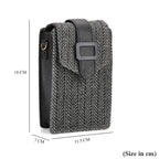 Herringbone Pattern Woven Crossbody Bag - Grey