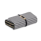 Designer Inspired - Houndstooth Pattern Crossbody Bag - Black - White
