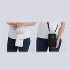 Set of 2 Quilted Cellphone Bags - Black - White