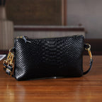 Genuine Leather Sling Bag with Detachable Strap (140 cm) - Black