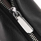 Designer Inspired Genuine Leather Mini Crossbody Bag with Top Handle - Black