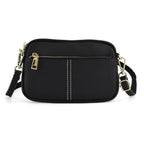 100% Genuine Leather Designer Minimalist Sling Shoulder Bag -  Black