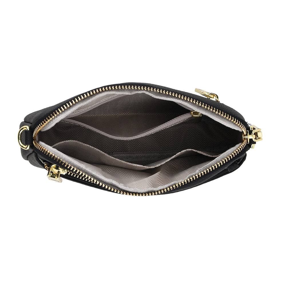 100% Genuine Leather Designer Minimalist Sling Shoulder Bag -  Black